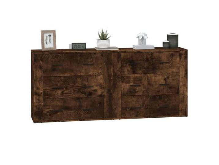 Promo printemps Buffets （2 pcs）- SHELD - Commode à tiroirs/MEUBLE BAS - chêne fumé bois d'ingénierie M6686238