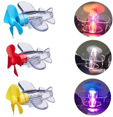 Smart Shopping Spot Wind Powered LED Airplane Ornament For Motorcycles & Cars Eco Friendly, Rotating Decoration white