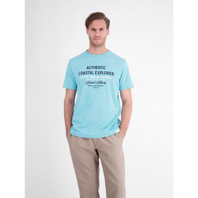 Print-Shirt LERROS, Herren, Gr. XL, reef blau, Single Jersey, Obermaterial: 100% Baumwolle, bedruckt, regular fit normal, Rundhals, Shirts, regular fit, Kurzarm-Design, mit auffälligem Print