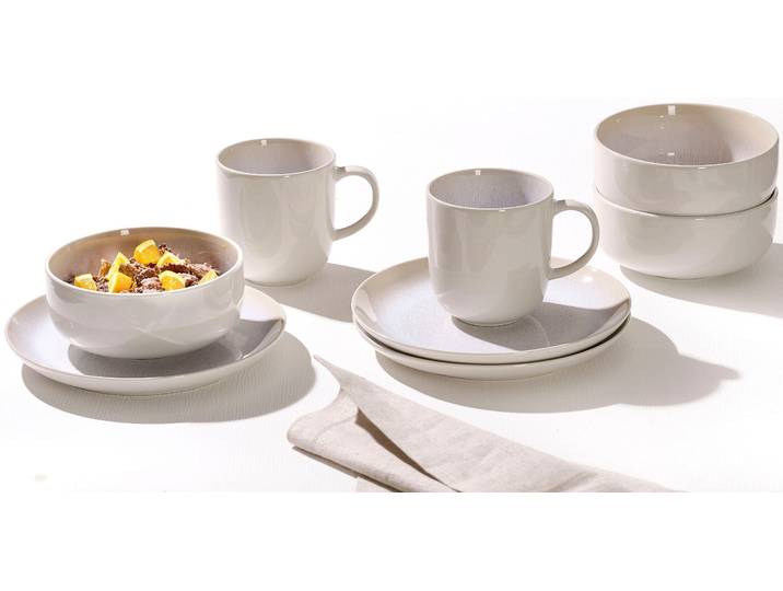 Frühstücks-Geschirrset RITZENHOFF & BREKER Laredo , beige (creme), 12 Stk., Steinzeug, Geschirr-Sets, Frühstücks-Geschirrset, Reaktivglasur, jedes Stück ein Unikat