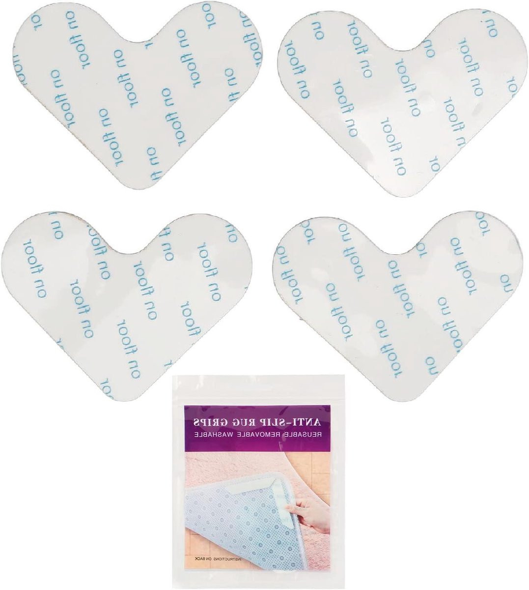 4 stuks Karpet Tape Antislip Strips Wit - Herbruikbaar en Wasbaar