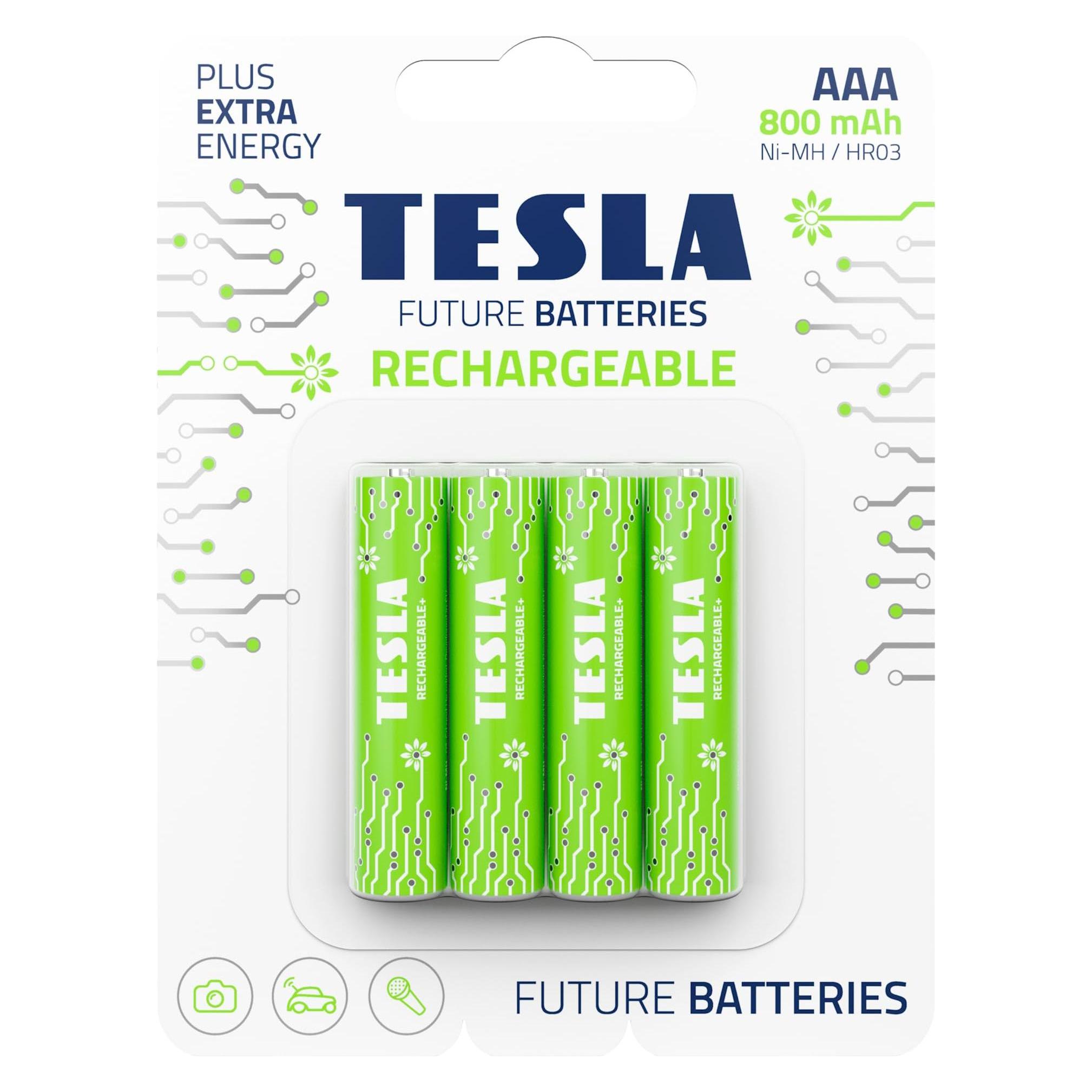 Tesla Baterrie AAA Rechargeable+ HR03 800 mAh (4 vnt) (4 Stk., AAA, 800 mAh) (8594183392295)