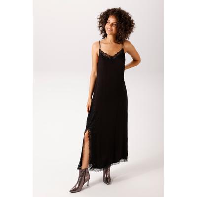 Maxikleid ANISTON CASUAL, Damen, Gr. 36, N-Gr, schwarz, Web, Obermaterial: 100% Viskose. Spitze: 100% Polyamid, unifarben, figurumspielend knöchelfrei, Kleider Maxikleid, aufwändig mit Spitze verziert - NEUE KOLLEKTION