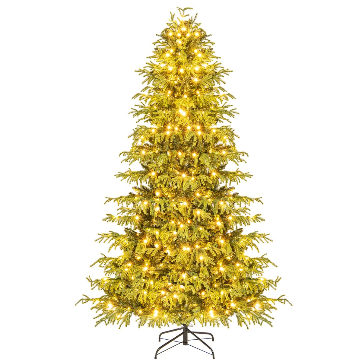 Costway Kunstkerstboom met verlichting, groene dennenboom, 210 cm