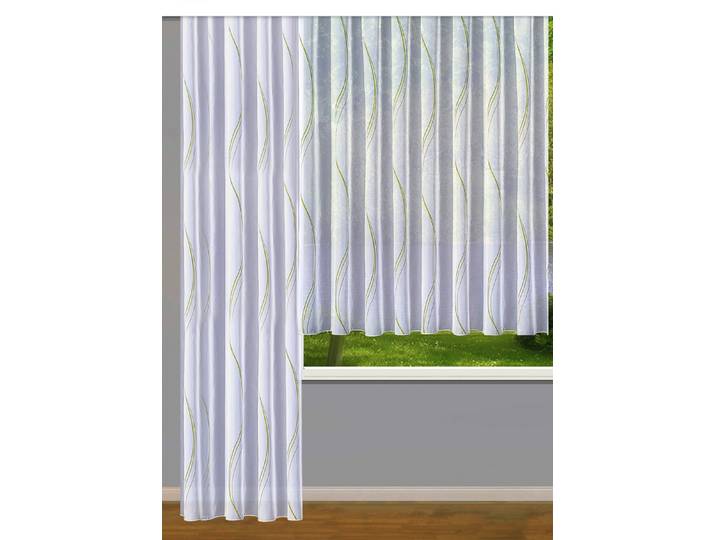 Store im Wellen-Dessin mit Universalschienenband, Weiss-Grün, Größe 291 (Store, 245x450 cm)