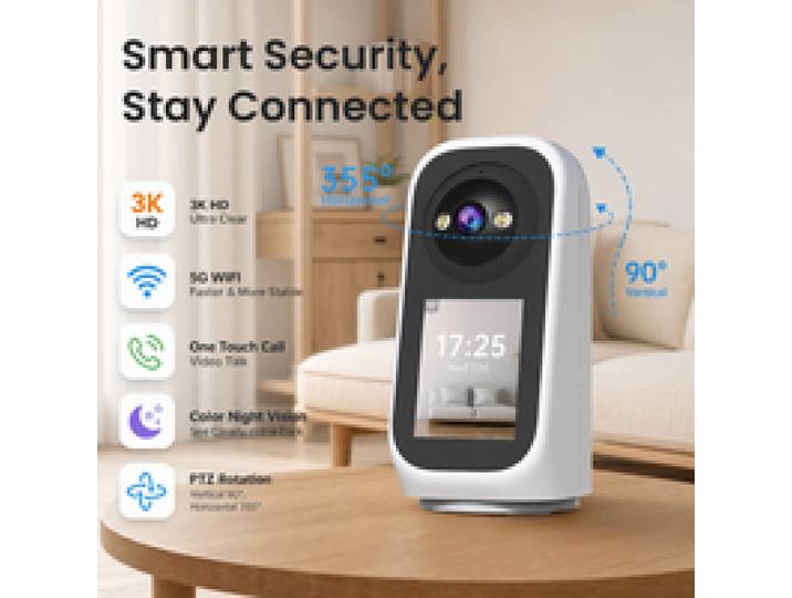 Jooan 3K PTZ IP-camera video-oproep met 2,8 inch LED-scherm, baby-geluidsdetectie, beveiligingscamera, AI-tracking, babyfoon