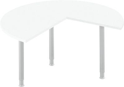 Ansatztisch, 3/4 Kreis, Ø 1400 mm, Ansatz rechts/links, weiß/weißalu