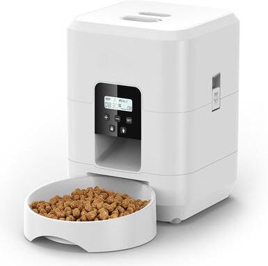 Discount Dollar Deals Smart Pet Feeder For Dogs CatsAutomatic Timed Food Dispenser With Slow Feed Feature white Button Feeder