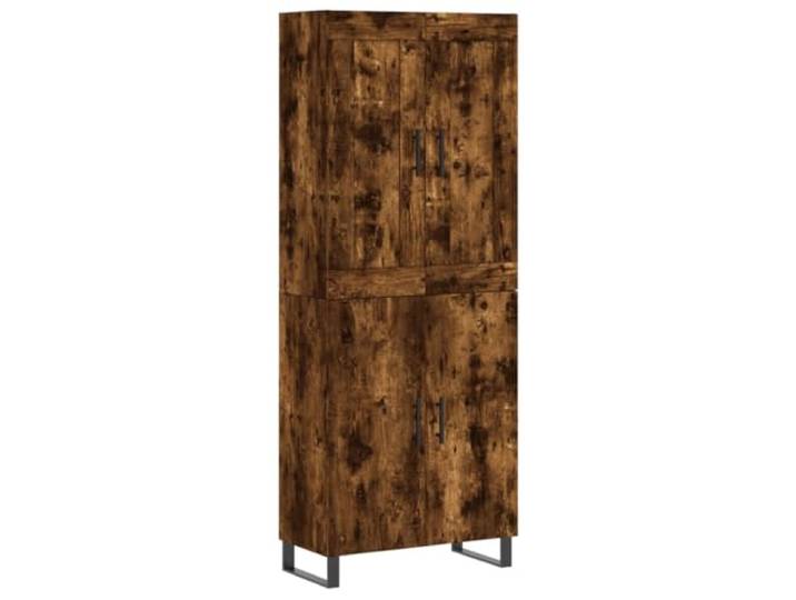 HKTMGDNG Highboard Räuchereiche 69,5x34x180 cm Holzwerkstoff Schrank Standfeste Eisenbeine und geschlossene Türen für ordentlichen Stauraum im Wohnzimmer oder Flur.