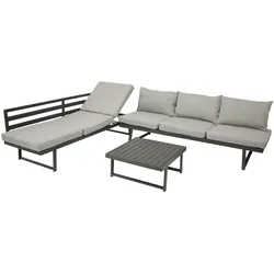 Funktions Lounge Set BOGOTA, Aluminium matt-grau, Polster hellgrau
