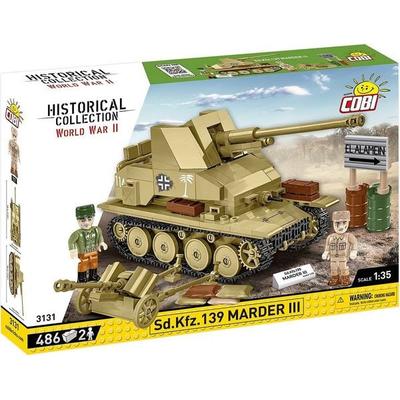 COBI Historical Collection 3131 - Sd.Kfz.139 Marder III, Jagdpanzer, WWII, Maßstab 1:35, Bausatz, 486 Klemmbausteine, 2 Figuren