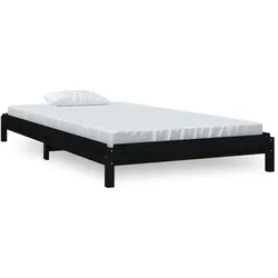 vidaXL Stapelbett Schwarz 90x200 cm Massivholz Kiefer