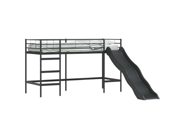 PUGYNBK Etagenbett mit Rutsche für Kinder, Schwarz Robuster Stahl, mattes Finish, platzsparend, einfache Montage, modernes Design