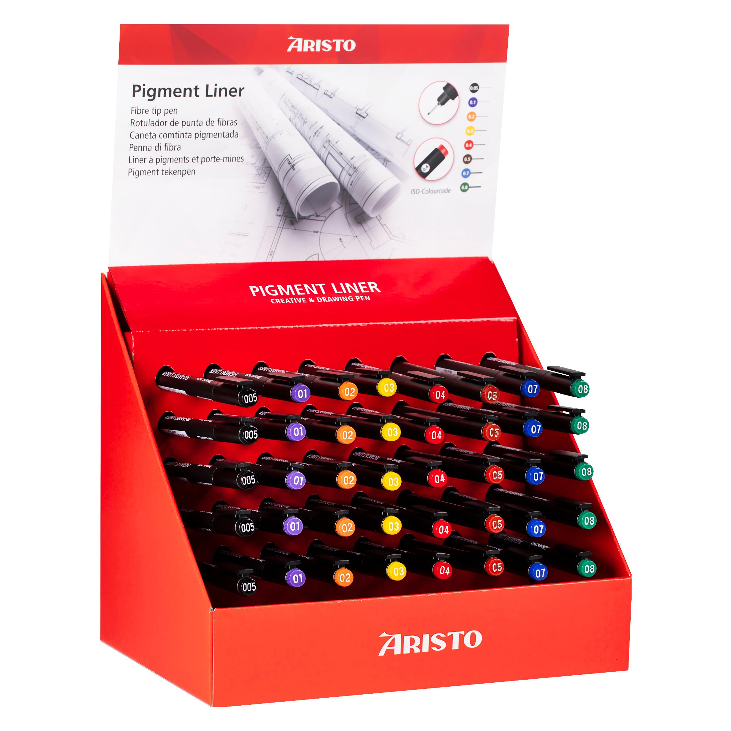 Aristo Pigmentliner Display für TZ Bedarf, 40 Stk. je 5x (VD23040)