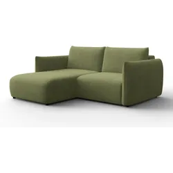 ECKSOFA TAUER 3-Sitzer LINKS, Bouclé-Stoff grün