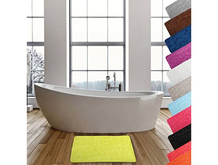 MSV – Mikrofaser-Badematte „Pebble“ – Saugfähig und rutschfest – 50 x 80 cm – Anisgrün – Maschinenwaschbar – Schnelltrocknend – Optimaler Komfort für Ihr Badezimmer