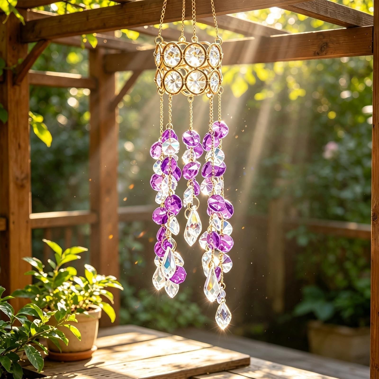 Lila Kristallen Zonnevanger voor Elegante Decoratie