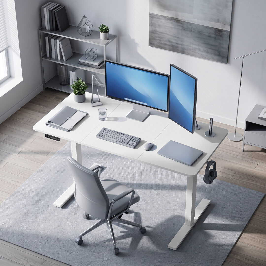 HOMCOM Steel Standing Desk White 118 cm H x 120 cm W x 60 cm D