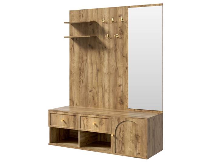Ensemble de vestiaire en panneau de particules aspect bois avec miroir