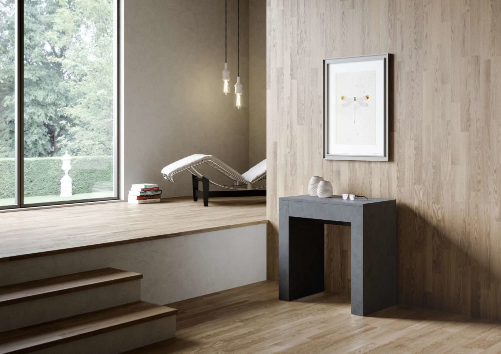 Itamoby Console extensible 78x47/299 cm effet bois anthracite Gris 78x80x47cm