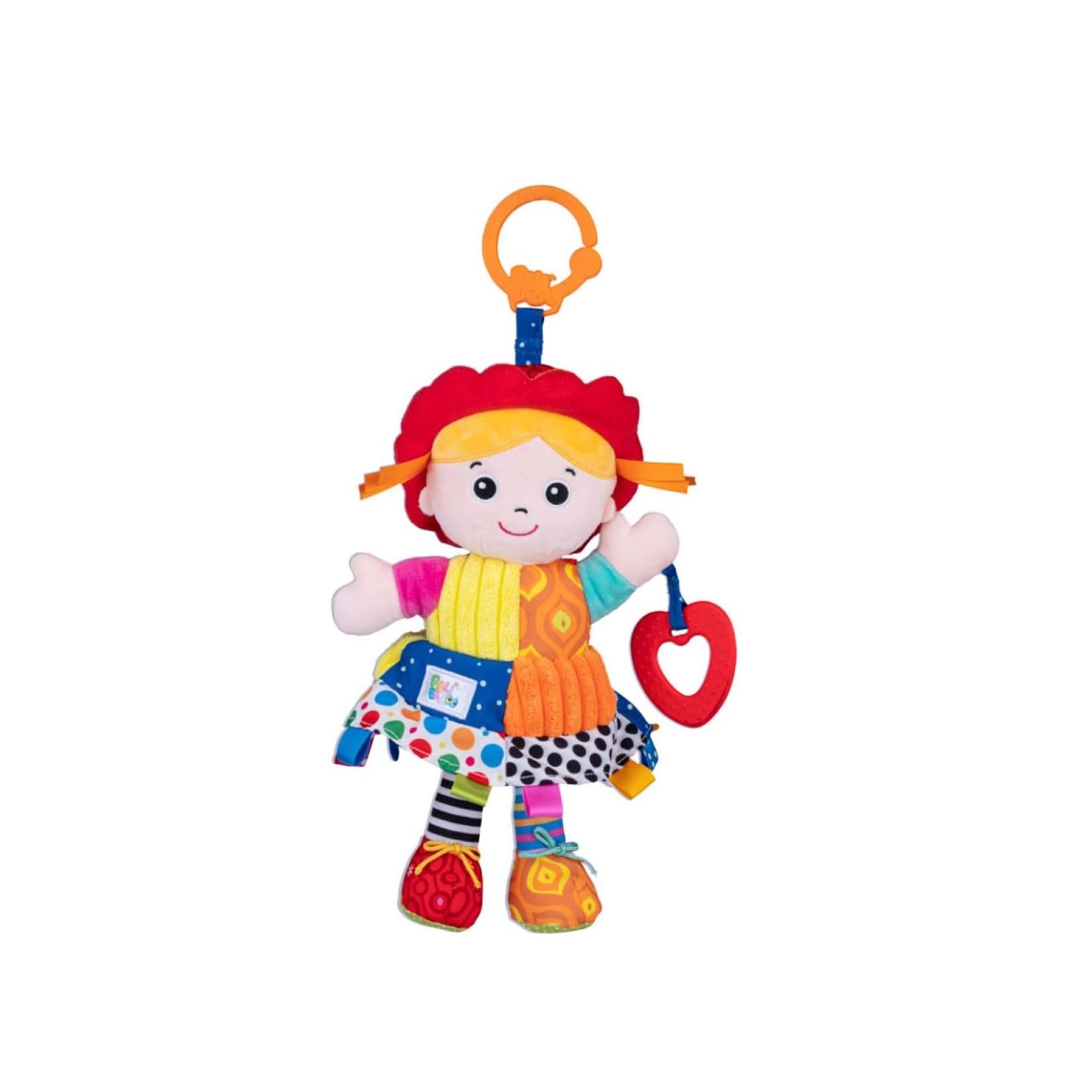 Bali Bazoo Baby Plüsch-Puppe Greifling Rassel C-Ring 81133 Beißring Stoffpuppe bunt