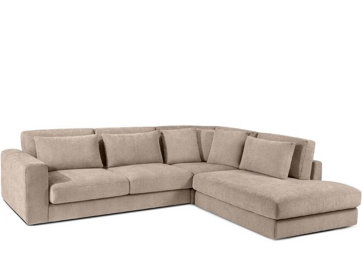 KONSIMO® Ecksofa VERUS edle Verarbeitung und Komfort, luxuriös, Premiumqualität aus EU, Maße: 297x84x116/248 cm, Kissen regulieren die Tiefe und stützen die Lendenwirbelsäule, Traditionelles Design und Komfort, handgefertigt, Gewebe-Stoff