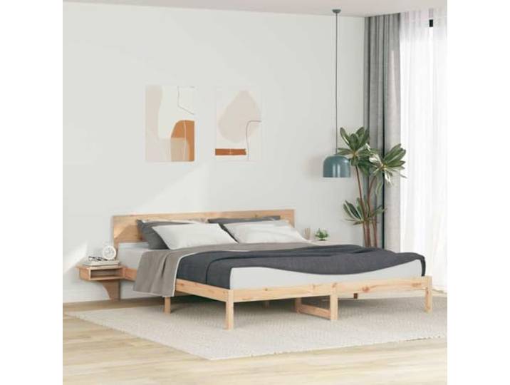 YUTAASU Plattform Bettgestell Massives Kiefernholz Braun 200x200 cm Mit Kopfteil, Einfache Montage, Pflegeleicht, Für Haupt- und Gästezimmer