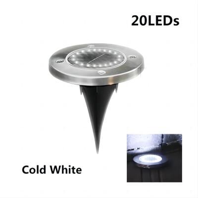 Perfect Picks Market Solar Garden Disk Lights Waterproof In Ground LED Pathway Lighting 20led Cold White 4pcs