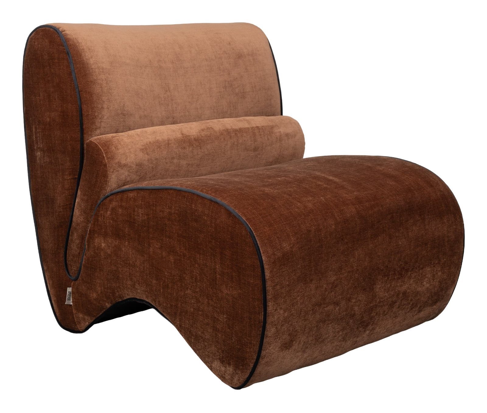 Dutchbone Fauteuil Donna Velvet Retro Lounge Stoel - Donkerbruin