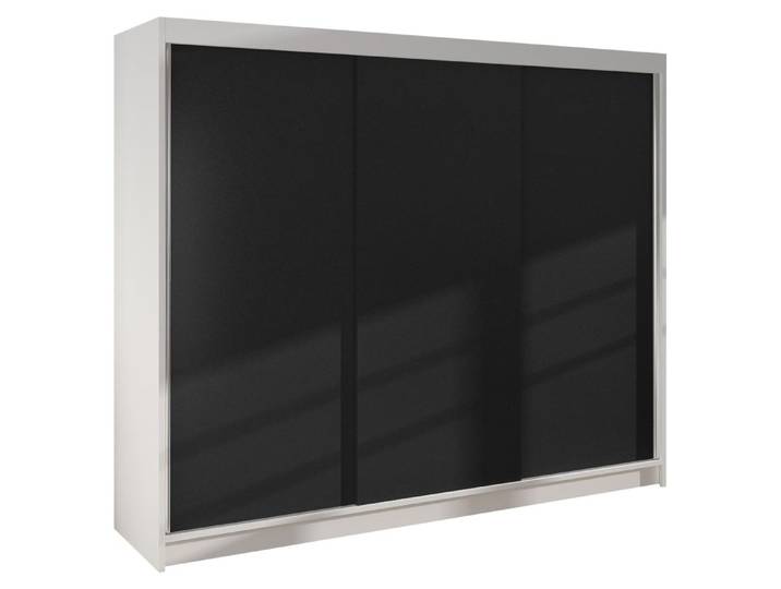 MIRJAN24 Schiebetürenschrank Derby II, Kleiderschrank, Stilvoll Schlafzimmer Garderobenschrank (Farbe: Weiß / Schwarz)