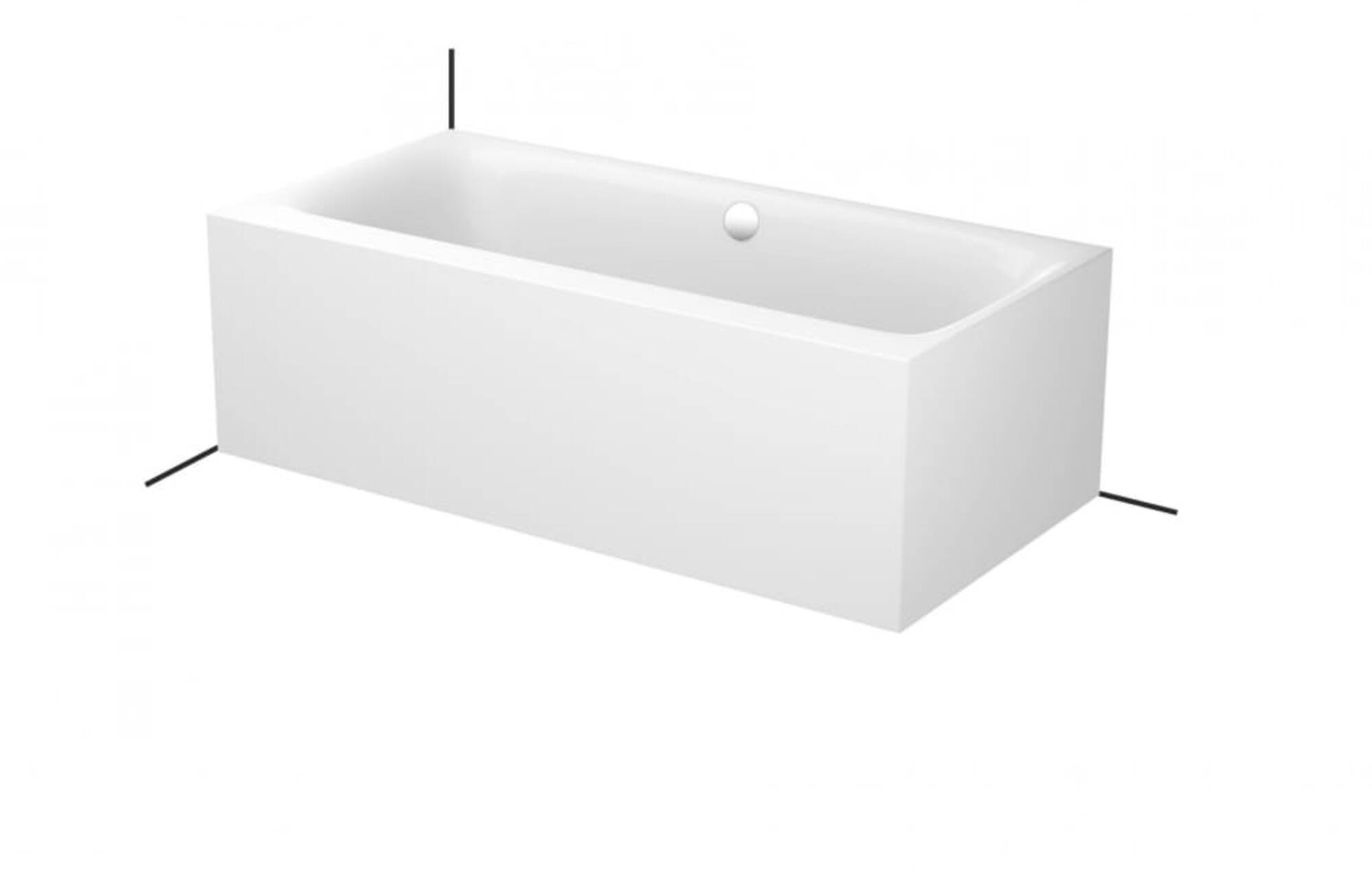 Bette Lux Side half vrijstaand bad 2-persoons 180x90cm mat snow plaatstaal