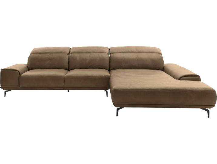 Wohnlandschaft, Long-Life-Leder, Beige, 342×207 cm, Mit Elektrischen Funktionen, Musterring MR 2490