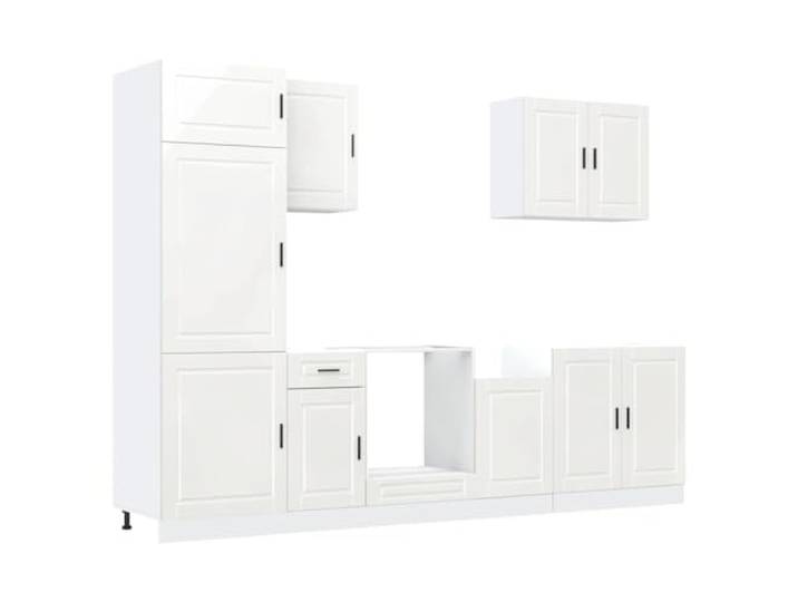 fsahslih Küchenzeile 7-TLG Küchenschrank Set Hochglanz-Weiß Modulare Einbauküche für Ihre Küche, mit verstellbaren Füßen, viel Stauraum und pflegeleichten Oberflächen.