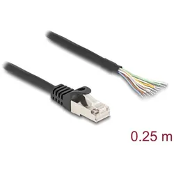 DeLOCK Kabel RJ50 Stecker zu offenen Kabelenden S/FTP 0,25 m schwarz