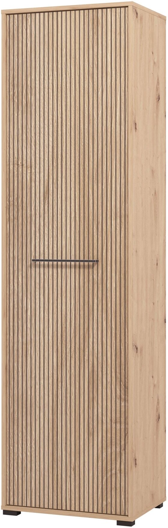 Garderobenschrank HOME AFFAIRE "Landes Schrank mit einer ausziehbaren Kleiderstange, Höhe 198 cm", braun (artisan eiche), B:54,5cm H:197,5cm T:40cm, Holzwerkstoff, Kunststoff, Metall, Schränke, Garderobenschrank, Front Artisan Eiche mit schwarzen Streifen