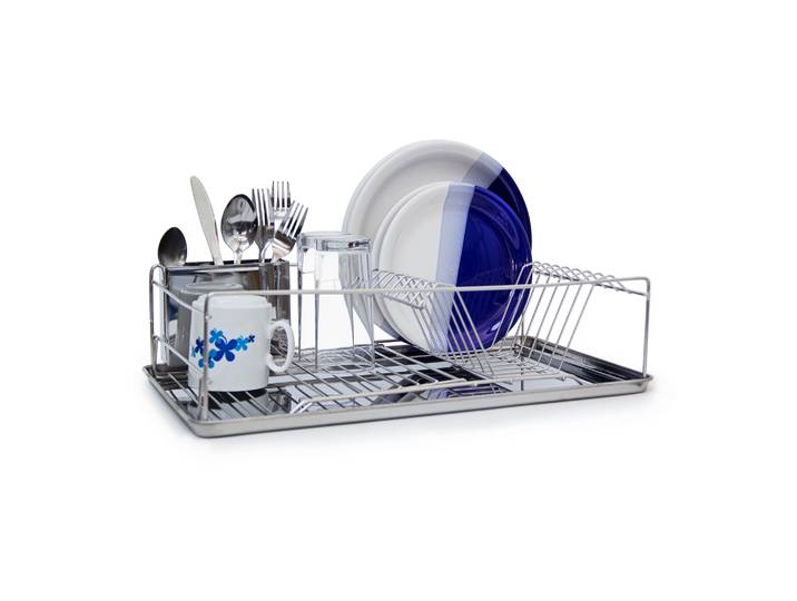 Abtropfgestell mit Besteckkorb XL Silber