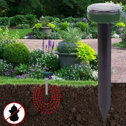 Solar-Maulwurfvertreiber - Vertreibt Maulwürfe & Wühlmäuse giftfrei - Ø 6x25,5 cm - Solarbetrieb - 400 Hz Schallwellen - IP44 - bis 500 m2