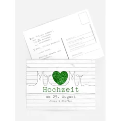 Antwortkarten Hochzeit selbst gestalten mit Spruch und Fotos im Onlinedesigner bei Meine-Kartenmanufaktur.de