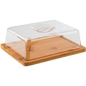 APS Servierplatte 820 Tablett mit Haube, 24 x 18,5 cm, Bambus, Polystyrol, eckig