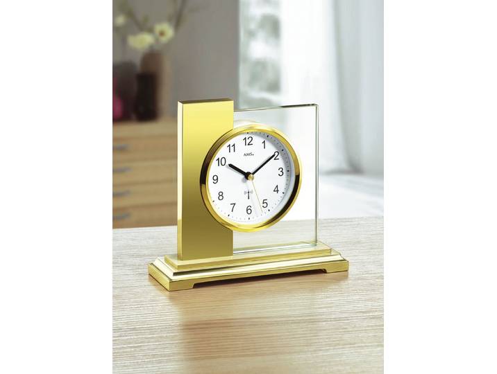 Tischuhr mit gebürstetem Metallgehäuse, Gold