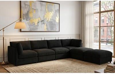 Modern Corduroy Reversible Modular Sectional with Custom Configuration by GDFStudio
