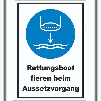 HB-Druck Rettungsboot fieren beim Aussetzvorgang Aufkleber A5 (148x210mm)