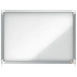Nobo Schaukasten Premium Plus, Innenbereich, 8xA4, Magnetisch, Schiebetür, Glas, weiß