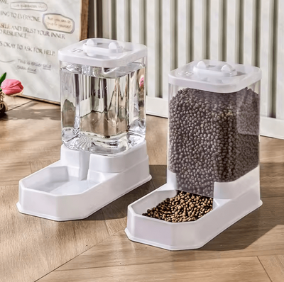 Inspire Curations FreshServe Large Capacity Automatic Pet Feeder & Water Dispenser Set white 4l 2.2kg
