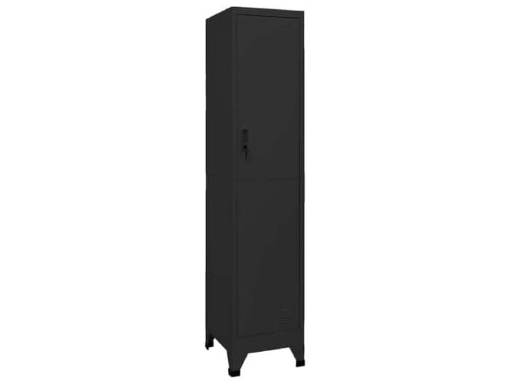 Schließfachschrank Schwarz 38x45x180 cm Stahl Spind mit Kleiderbügel Stahl, abschließbar, belüftet, Namensschildhalter, Einlegeboden, Kleiderstange, Schule, Büro