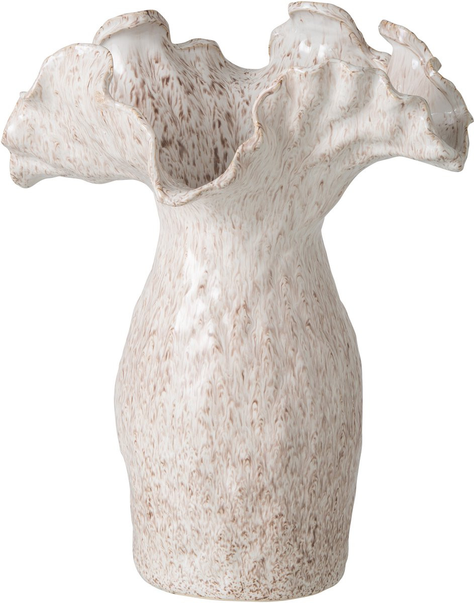 J-Line Vaas van klei in lichtbeige, large