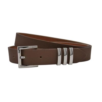 Ledergürtel ANNAMATONI "AnnaMatoni AnnaMatoni Damen Ledergürtel mit silberfarbener", Damen, Gr. TW100, braun (braun 690), 100% Leder, Gürtel Ledergürtel