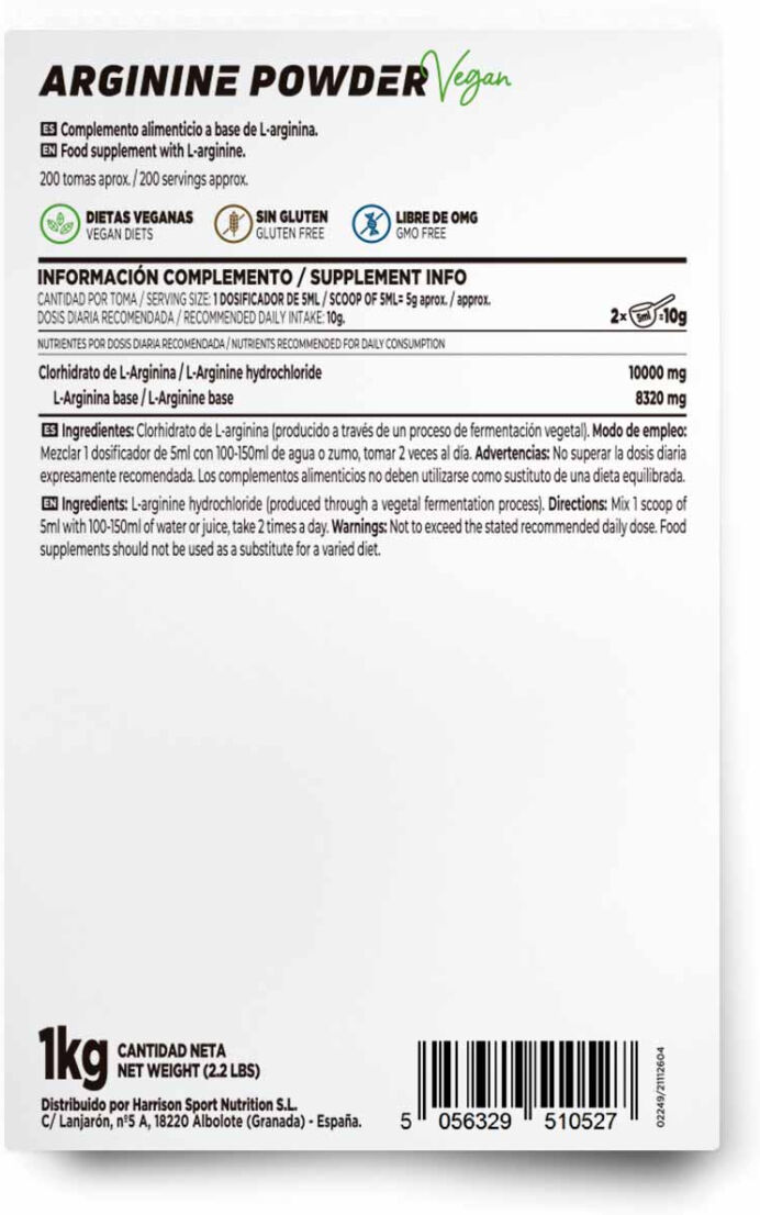 HSN L-arginina HCl en polvo 1kg - Sexualidad Masculina - Polvo - 200  Servicios