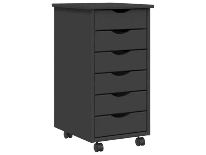 YUTAASU Rollschrank Mit Schubladen Massivholz Kiefer Grau