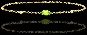 Edenly Armband Auge des Orients - Peridot und Diamanten - 9 Karat Gelbgold